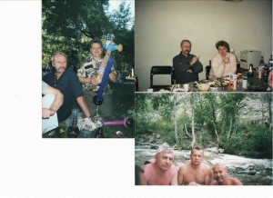 слева фото - день города Новосибирск в Первомайском сквере UA9OA, RO9O. внизу Игорь Шлык, RO9O, UA9OA на реке Катунь в Горном Алтае